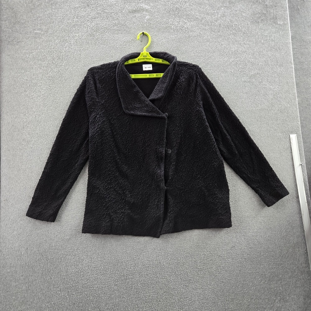 Eileen Fisher Women Sweater 2X Black Cardigan Button Long Sleeve READ
